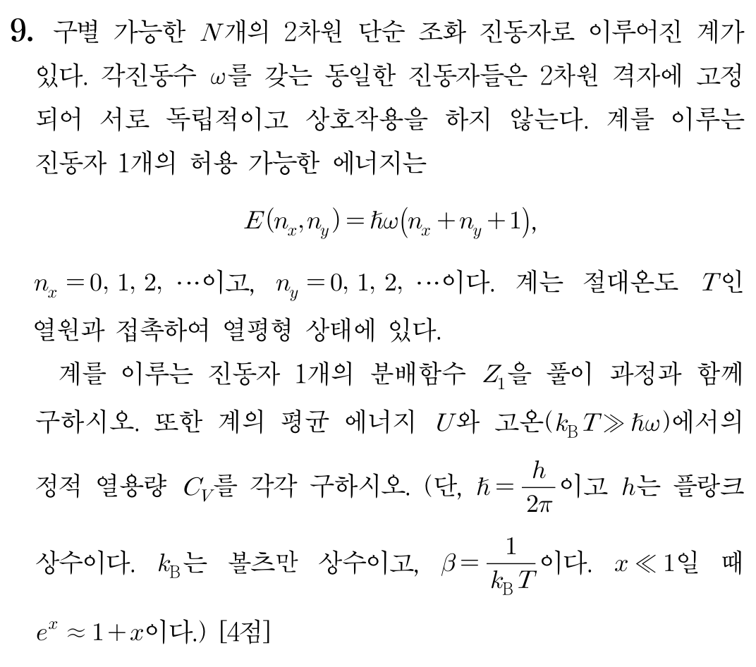 진동자의 분배함수