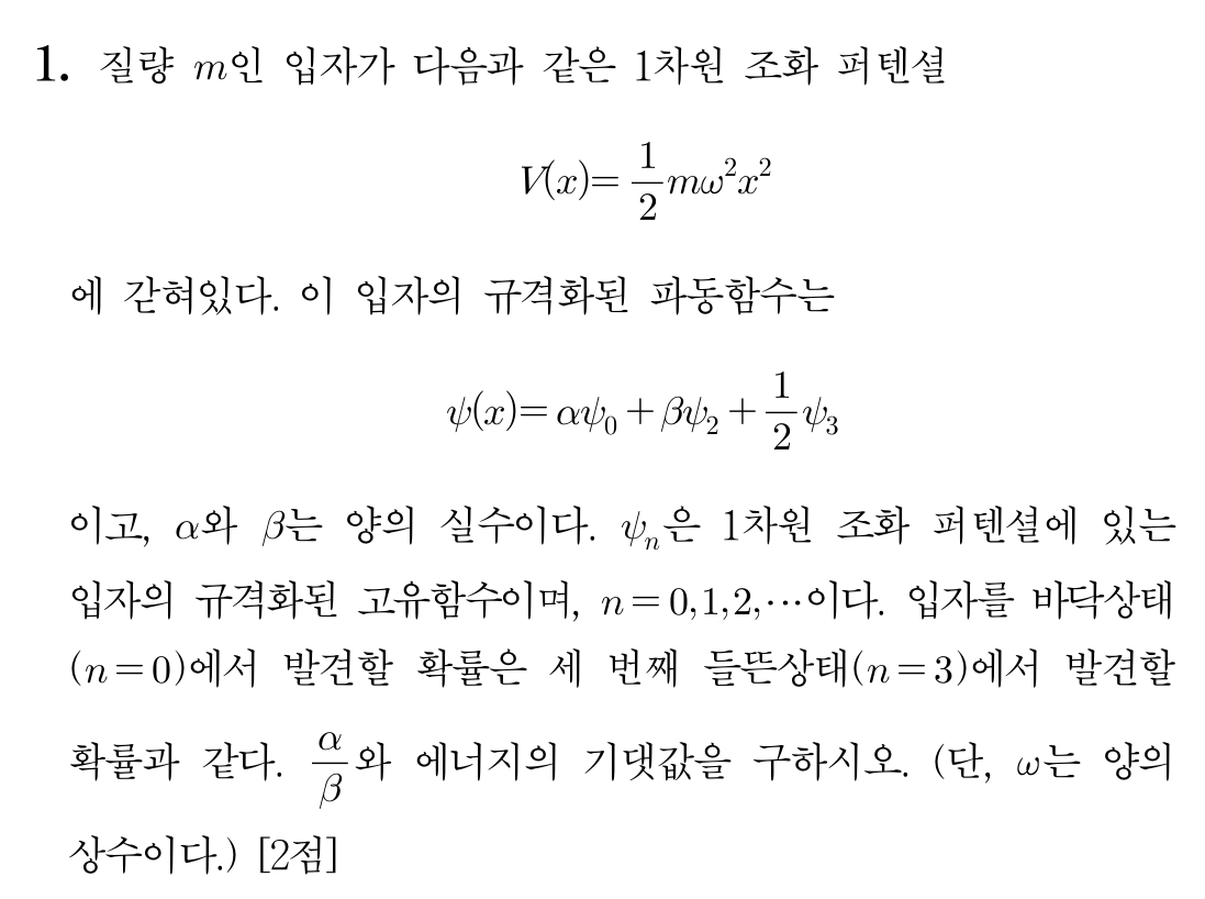 1차원 조화 퍼텐셜