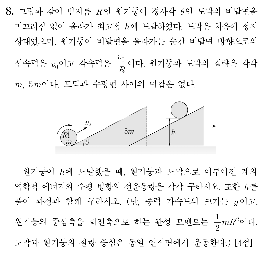 비탈면 선운동량