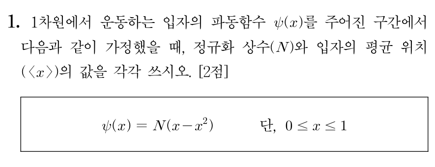 정규화 상수와 입자의 평균 위치