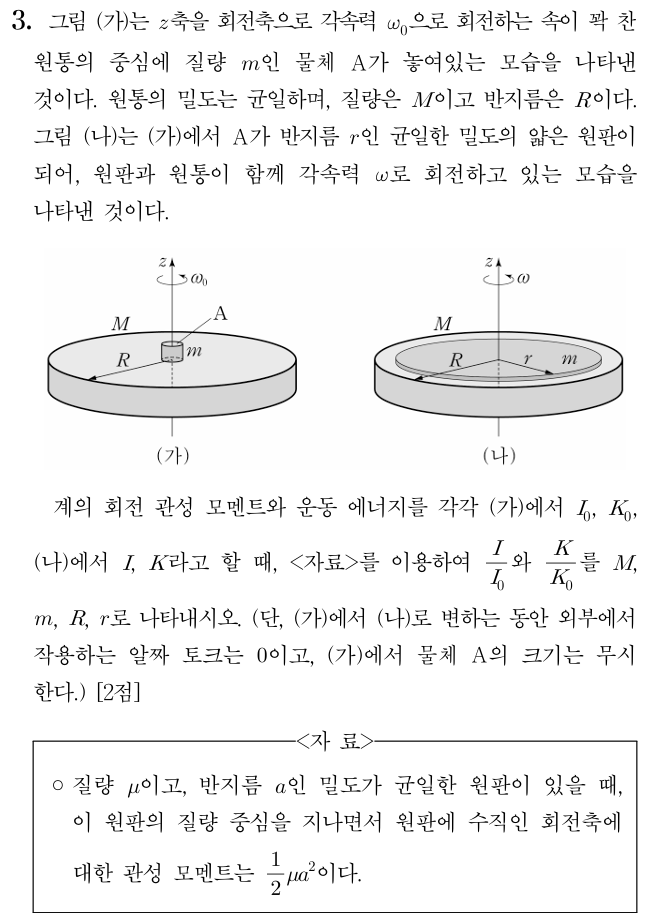 2026 중등임용 물리 기출 전공A 3번 문제