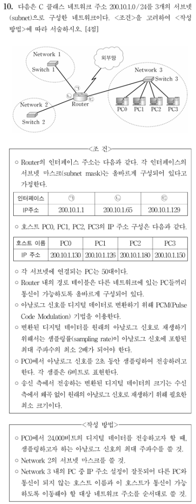C클래스 네트워크 주소와 서브넷
