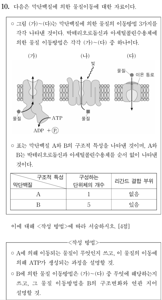 막단백질 물질이동